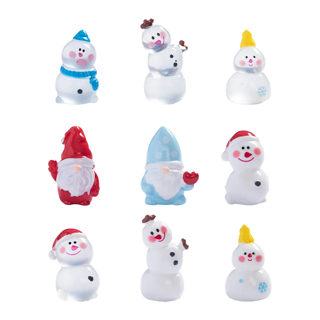 10/50 Boîte cadeau lumineuse Bonhomme de neige Terrarium Maison de poupée Figurines de jardin féerique Ornements de micro-paysage Figurines Miniature de Noël