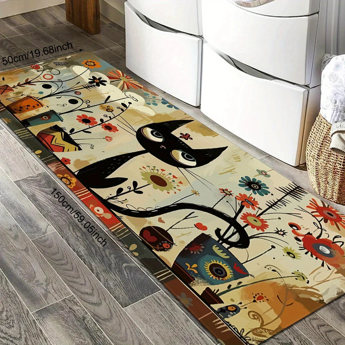 Alfombra Larga De Cocina Con Patrón De Gato Negro VIKAMA Alfombrilla Impermeable Para Baño Alfombra Para Dormitorio Alfombra Para Sala De Estar Decoración Del Hogar