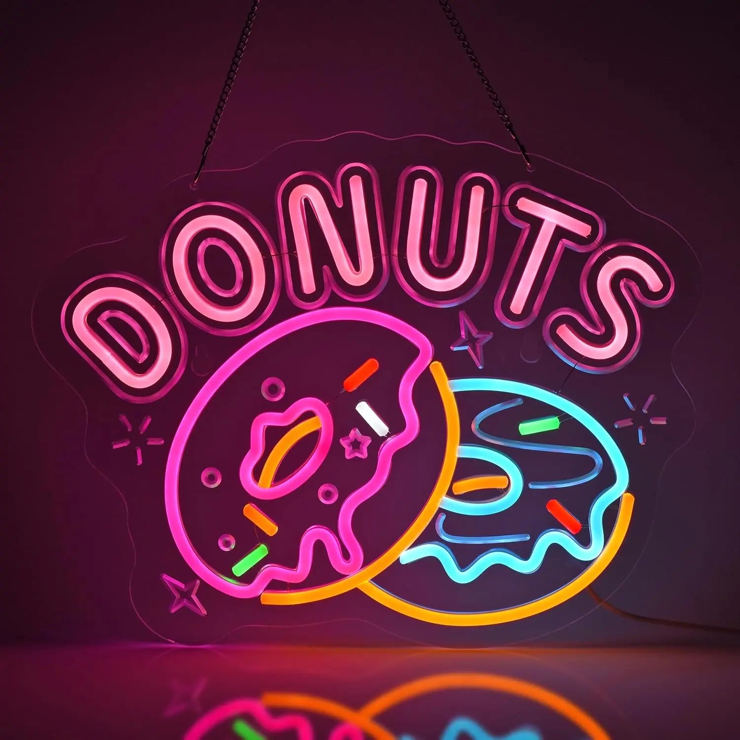 Enseigne néon Donuts, lumière néon LED Donuts alimentée par USB pour restaurants, bars, magasins, cafés, décoration murale de restaurant occidental