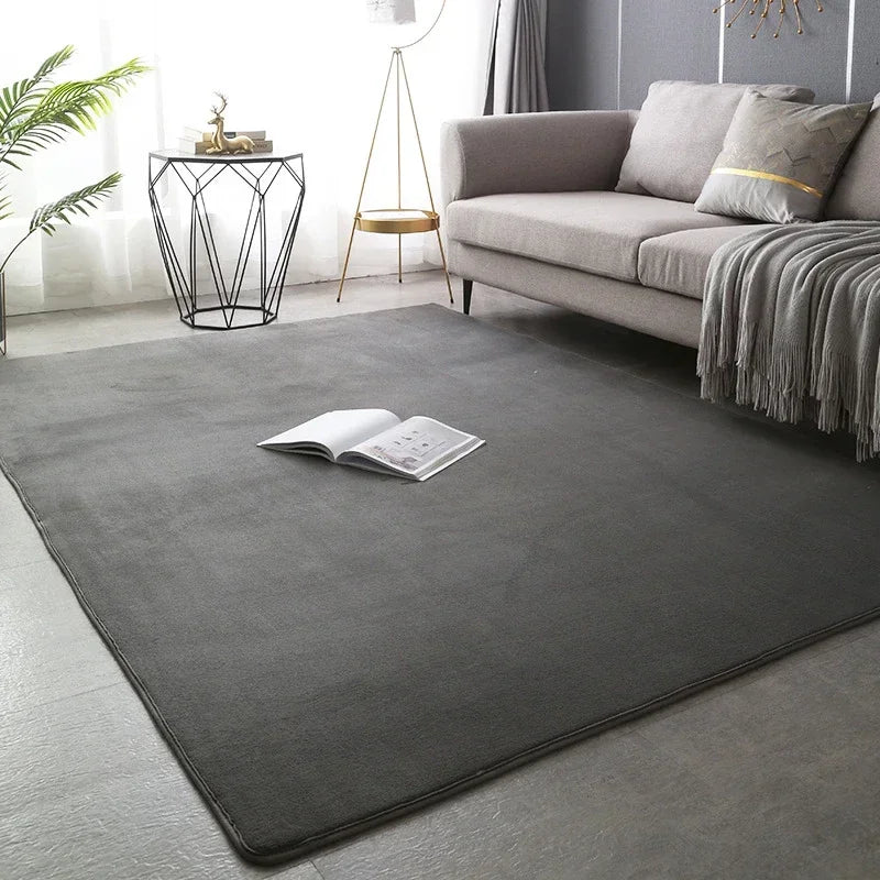 Alfombra de suelo de terciopelo coral de color sólido, felpudo de baño absorbente antideslizante engrosado y acogedor