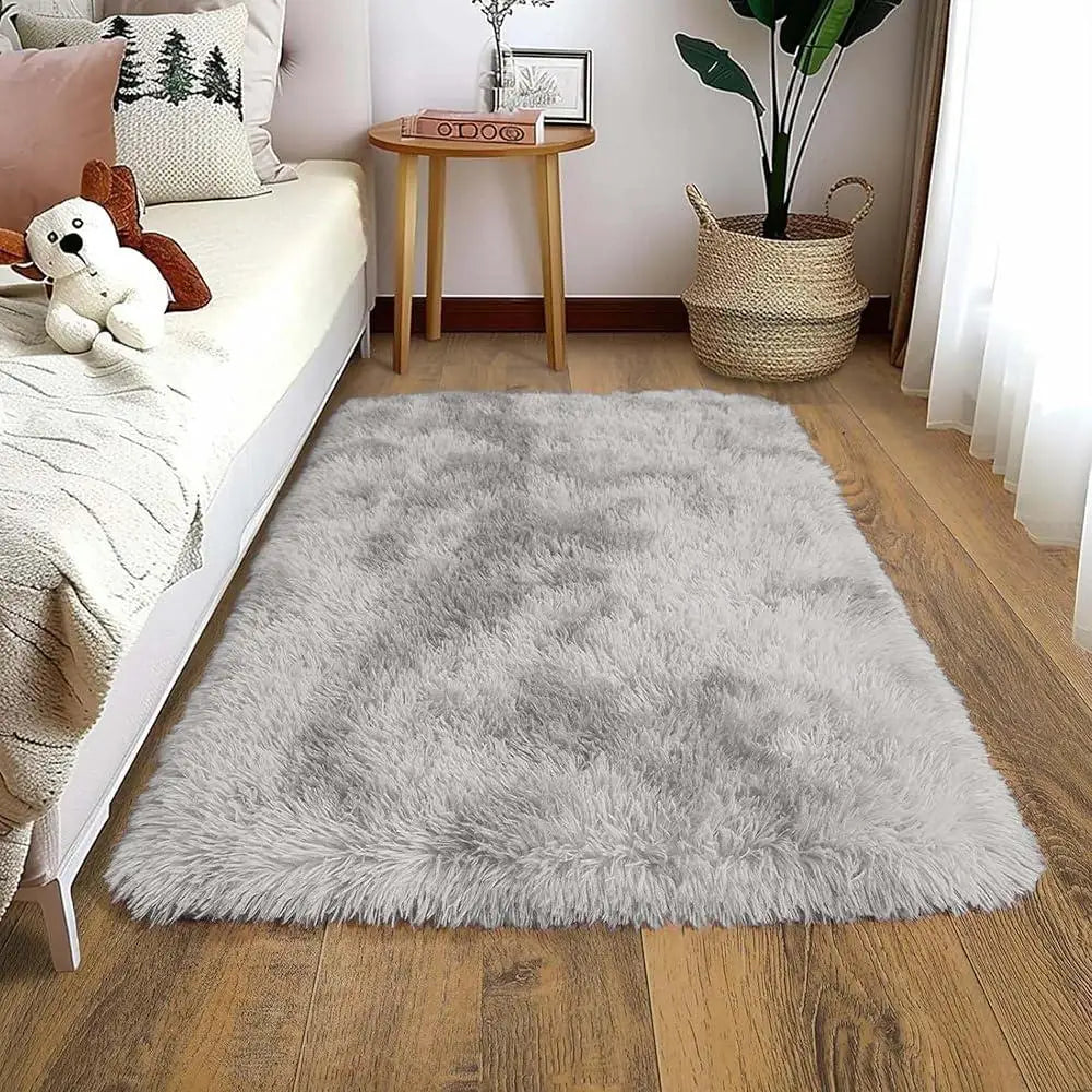 Alfombra Pequeña Negra VIKAMA - Alfombra Suave de Felpa para Dormitorio Infantil o Mesita de Noche, Alfombra de Bienvenida para Entrada Interior, Accesorio de Decoración del Hogar