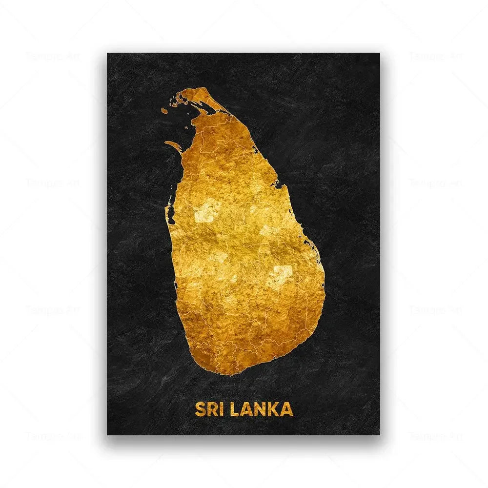 Classic Abstract Wall Art Black Gold Lebanon Country Map HD Canvas Print Poster Home Living Room Bedroom Decoration