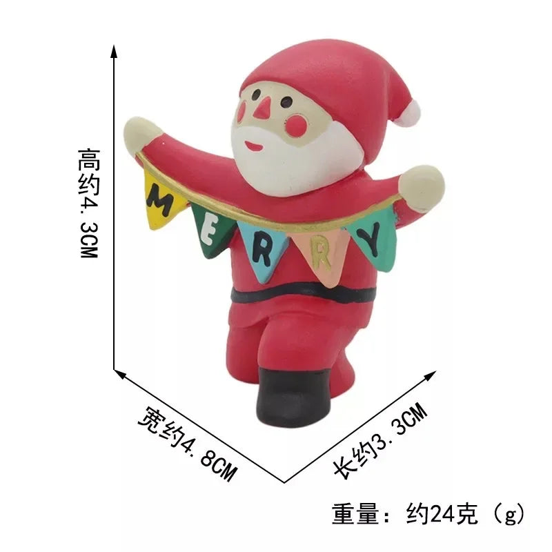 Zakka Figuras Navidad Japonés Creativo Exquisito Mate Resina Navideña Pequeña Decoración Cisne Puff Ukelele Trineo Sofá Reno