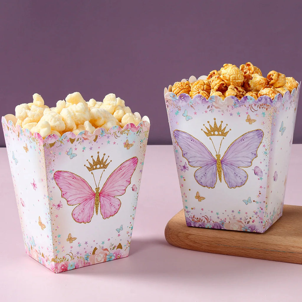 Boîte cadeau papillon bonbons, décorations de fête d'anniversaire papillon rose violet, fournitures de mariage pour enfants, boîte à biscuits pour baby shower