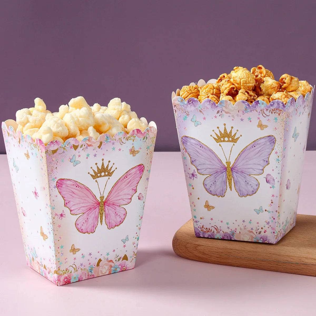 Boîte cadeau papillon bonbons, décorations de fête d'anniversaire papillon rose violet, fournitures de mariage pour enfants, boîte à biscuits pour baby shower