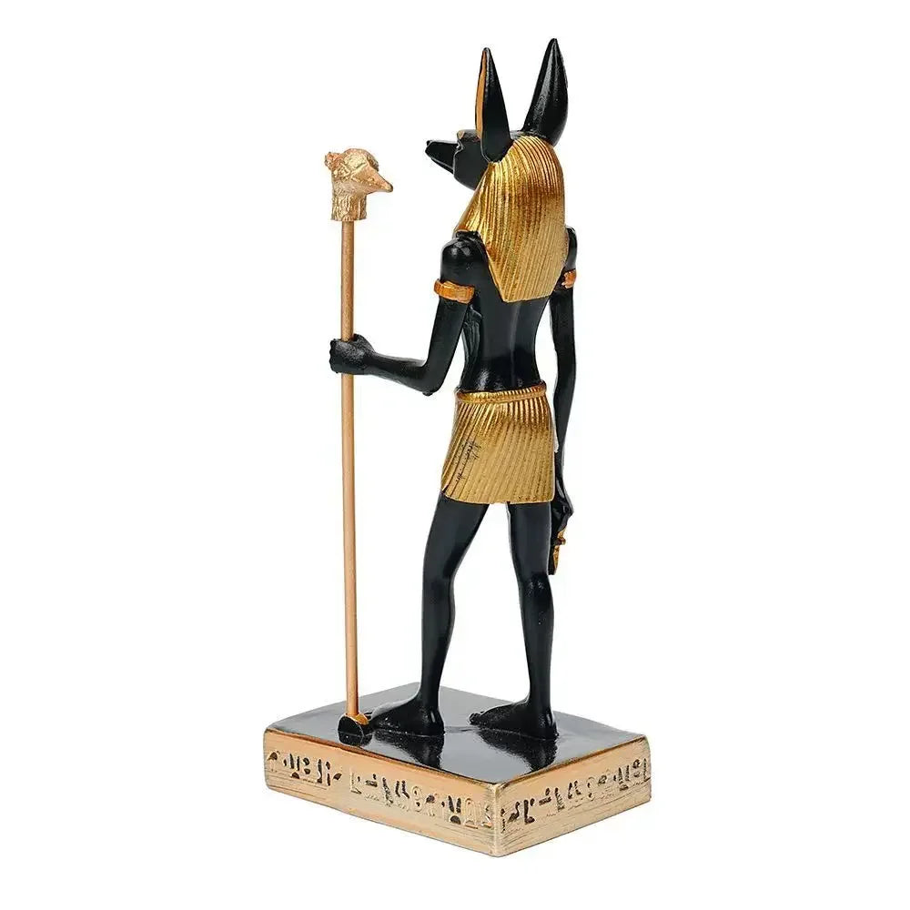 Statue Anubis Dieu Égyptien de la Mort Sculpture Momie Figurine en Résine Décoration Maison Bureau Cadeau pour Amateurs de Mythologie Cadeau Halloween