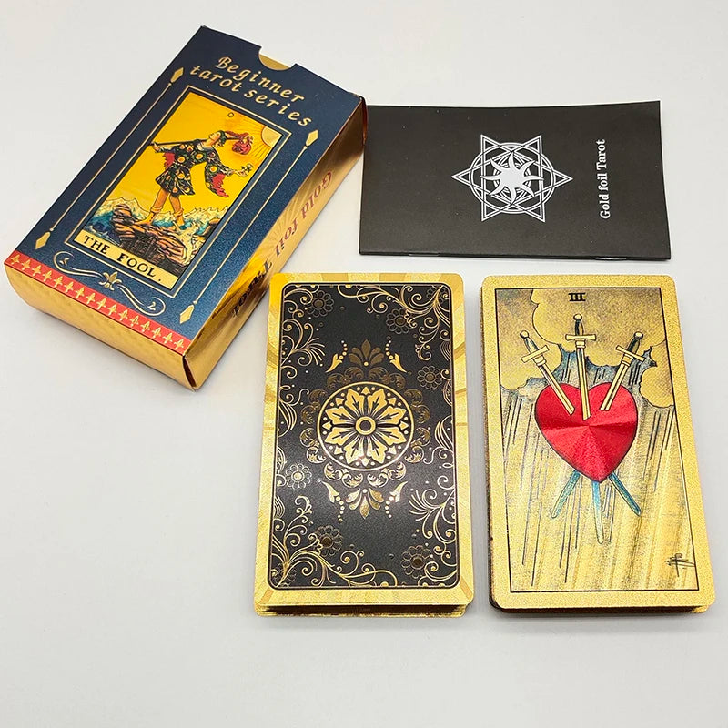 Cost Worthy Luxe Gold Foil Tarot Deck With Nice Plastic Package Board Game of Oracle Cards For Beginners