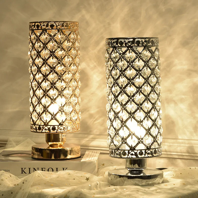 Lampe de table en cristal de luxe, lampe de chevet en cristal diamant, lampe de table décorative, lampe de chevet de chambre, lampe de nuit LED de bar, lampes de chevet de bureau