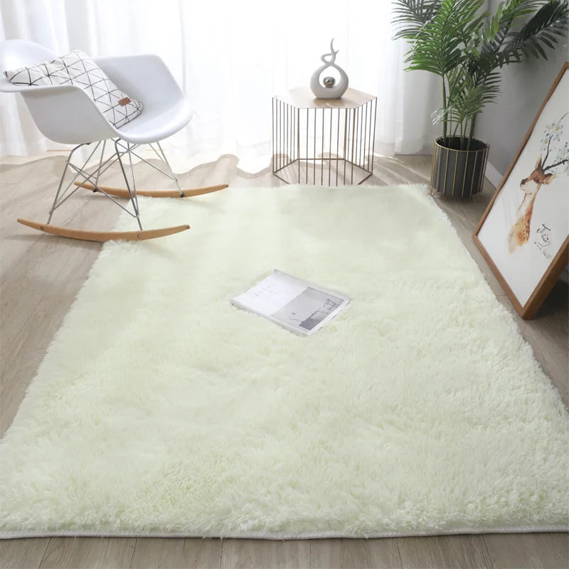 VIKAMA Tapis Moderne Simple en Soie Teint en Nuances Tapis Moelleux Doux pour Salon Chambre Couverture de Lit Tapis de Sol Antidérapant pour Chambre d'Enfants