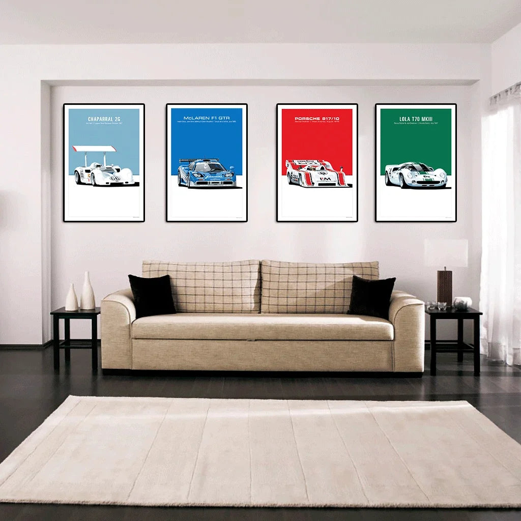Retro Racing GTR Car Vintage Sports Car, Wall Art, HD Canvas Print Poster, Home, Room Office, Decoration Supplies