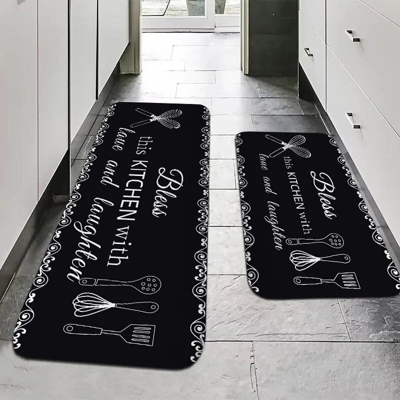Alfombrillas de Cocina de Estilo Rústico Americano VIKAMA, Antideslizantes, Absorbentes, Decorativas con Bendiciones, Alfombra para Pasillo o Fregadero, Decoración del Hogar