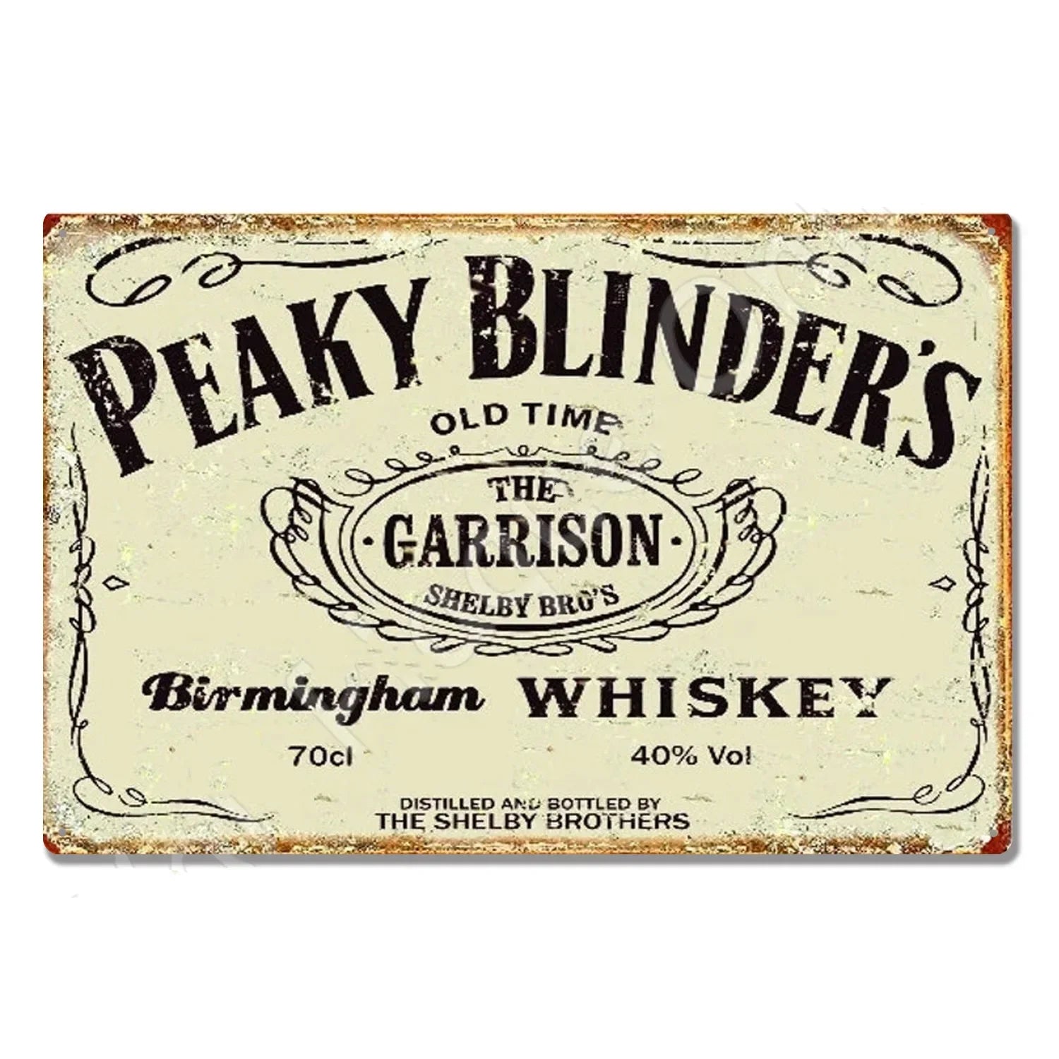 P-Peakys B-Blinders Whiskey Cartel Metálico - Placa Retro de Hojalata con Arte Icónico de Gorra Plana y Botella de Whisky, Decoración de Pared Llamativa