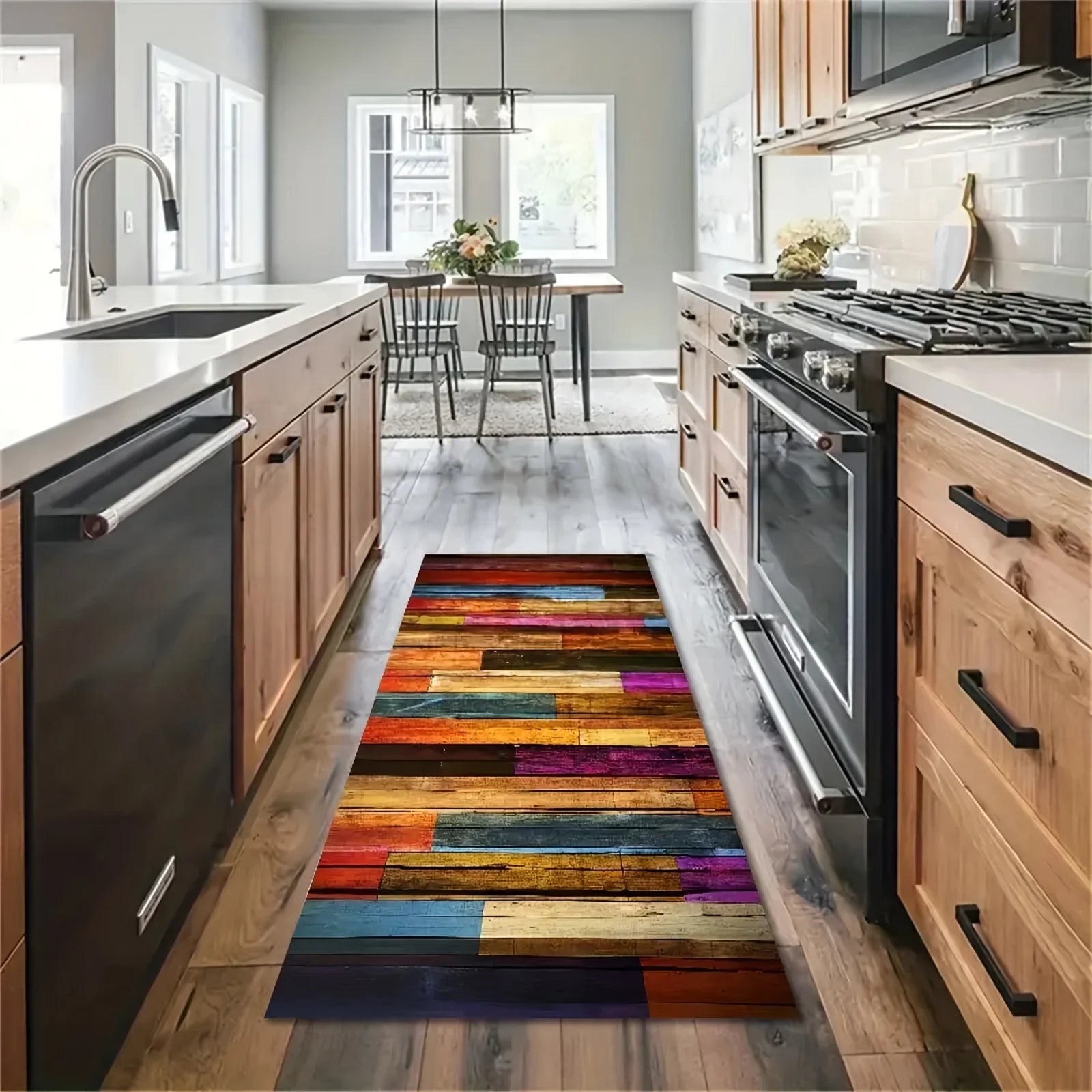 VIKAMA Tapis Couleurs Riches Tapis Arc-en-ciel Tapis Long Couloir Tapis de Cuisine Tapis de Salon Chambre Tapis de Chevet Couverture Doma
