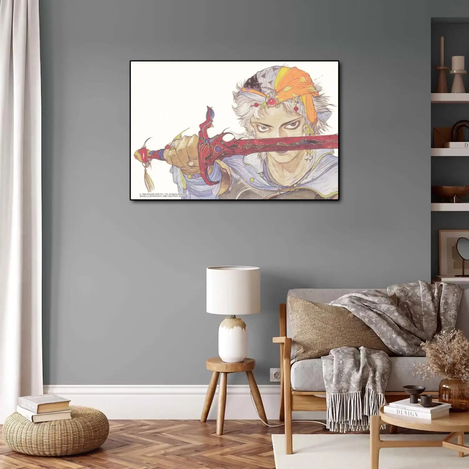 Póster de Yoshitaka Amano Final Fantasy Anime Videojuego Lienzo Arte y Cuadro Impreso Decoración Moderna de Dormitorio Familiar