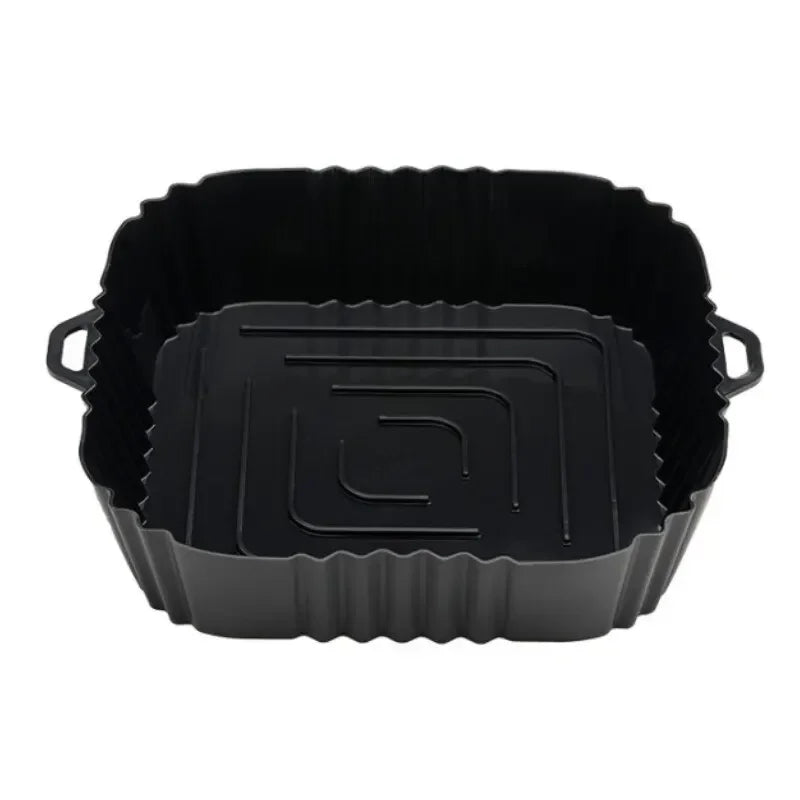 1PC Bandeja de silicona para horno de freidora de aire, bandeja de silicona para pizza de pollo frito, sartén de silicona sin aceite, accesorios para freidora de aire