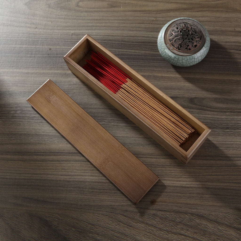 Caja de almacenamiento de incienso de bambú, hecha a mano, soporte para incienso con tapa, organizador para varillas de incienso, ideal para meditación y yoga