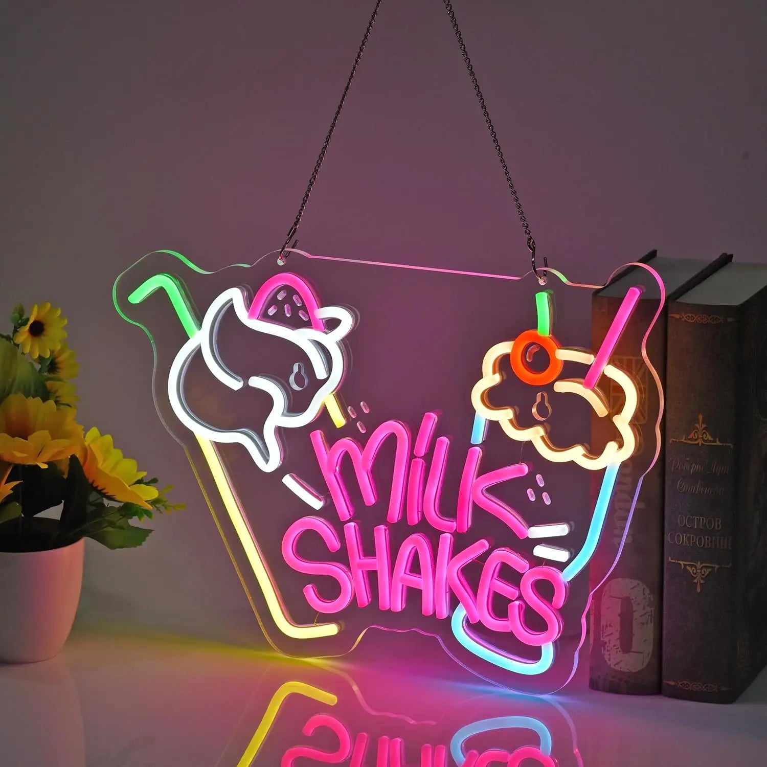 Letrero de neón de batidos vibrantes para tienda de postres, cafetería, restaurante, luz de pared LED, dulces, publicidad, decoración colorida y llamativa