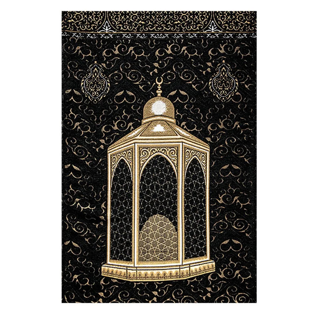 VIKAMA Alfombra de oración islámica clásica con estampado de mezquita, alfombra musulmana plegable para viajes, Janamaz ligero y lavable para regalos de Eid Ramadán