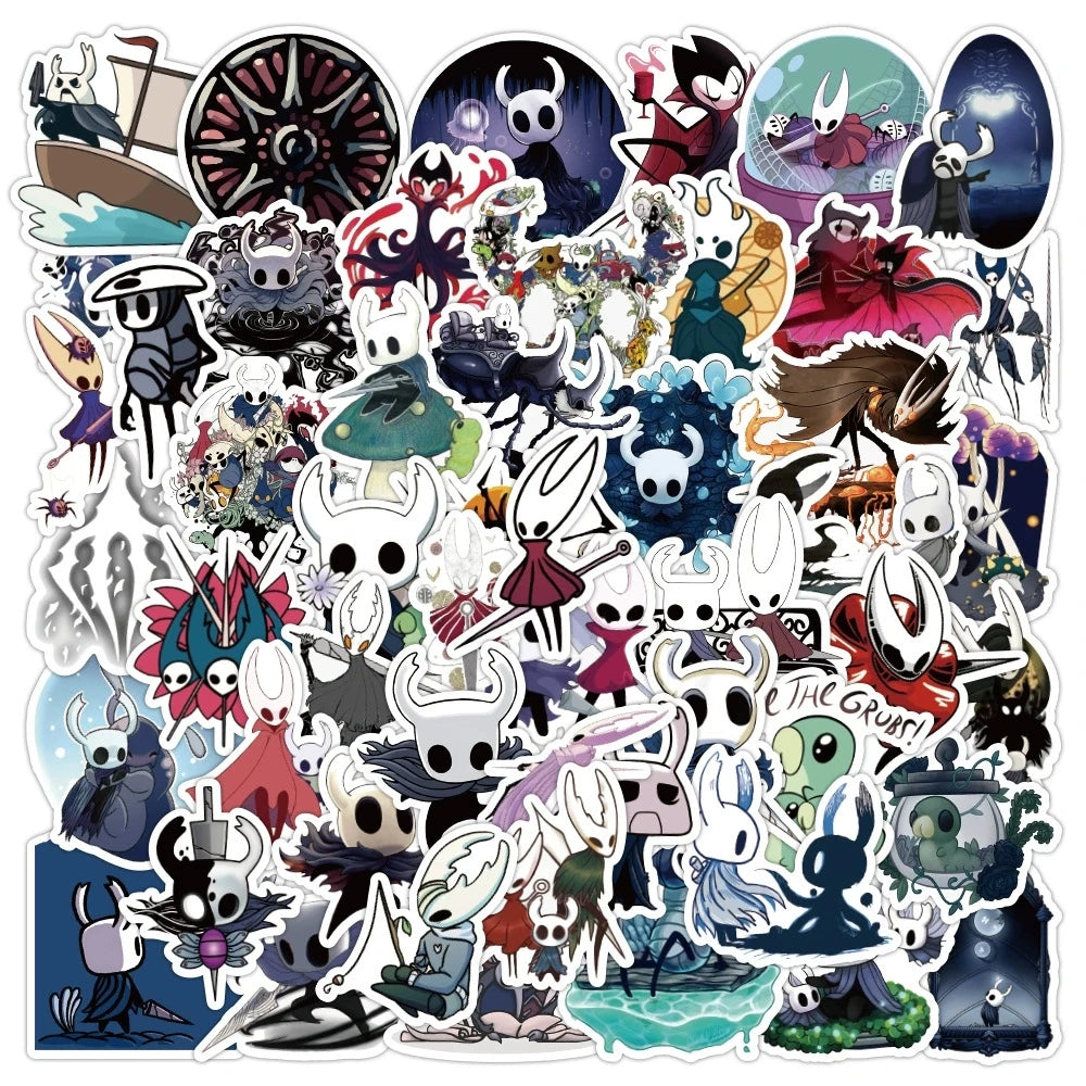 50/100 autocollants graffiti Hollow Knight, dessin animé, jeu, créatif, pour skateboard, bagages, papeterie
