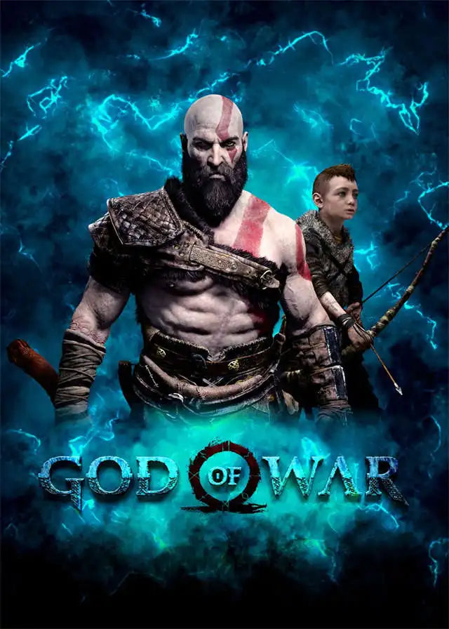 God of War Ragnarok 2022 Poster - Kratos Themed Wall Art for Gaming Room Decor