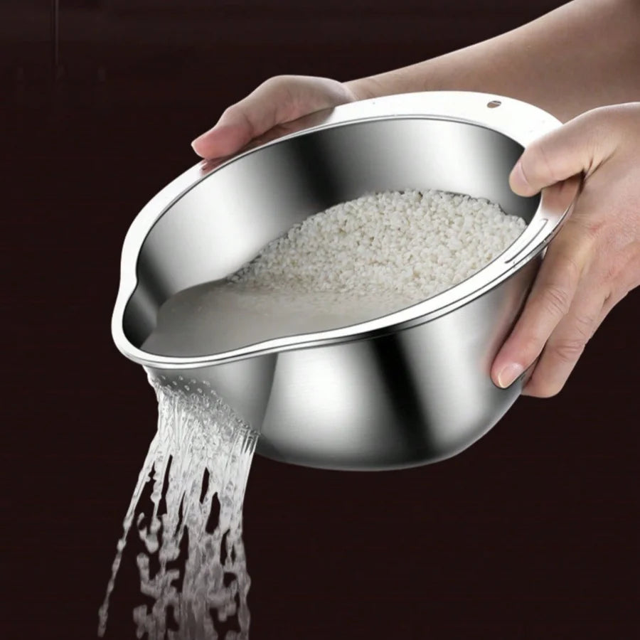 Panier de lavage de légumes et de riz, passoire, bol en acier inoxydable, plateau, accessoires de lavabo, panier de vidange pour cuisine