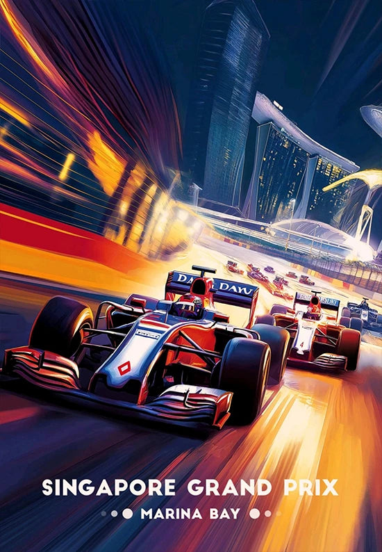 Iconic Formula 1 Racing Grand Prix Poster F1 Super Cars Aesthetic Wall Decor Racing Car Fans Home Room Wall Art Canvas Painting