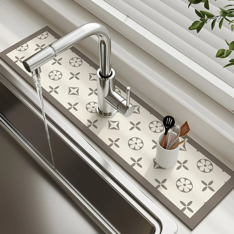 Alfombrilla para grifo de fregadero, alfombrilla de cocina, alfombrilla de drenaje, alfombrilla de mesa absorbente, alfombrilla antideslizante de diatomita para baño, protección impermeable para encimera.