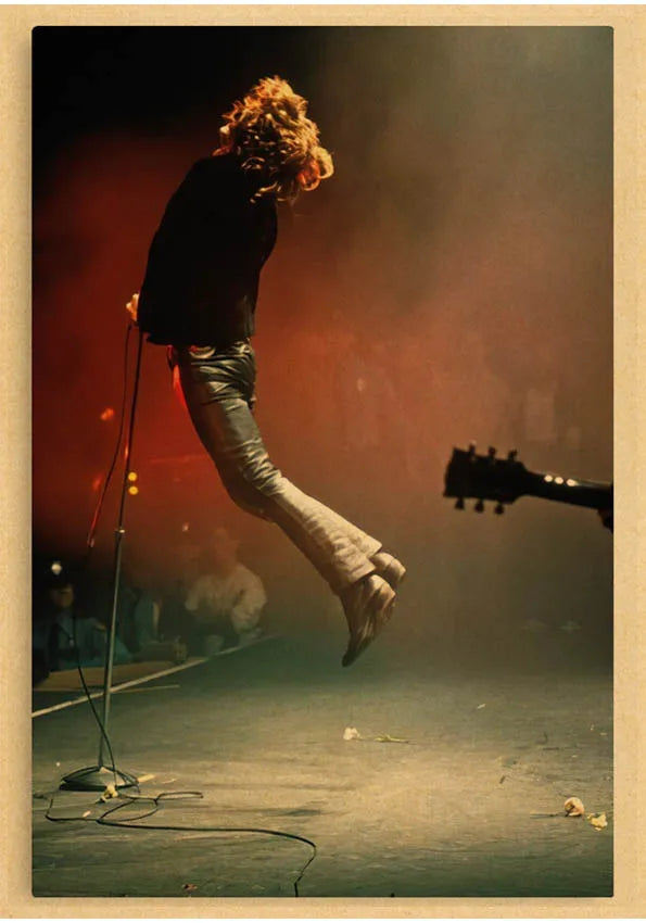 The Doors Jim Morrison Vintage Retro banda de rock música Guitarra Póster de papel kraft mate Adhesivo de pared Decoración de habitación del hogar