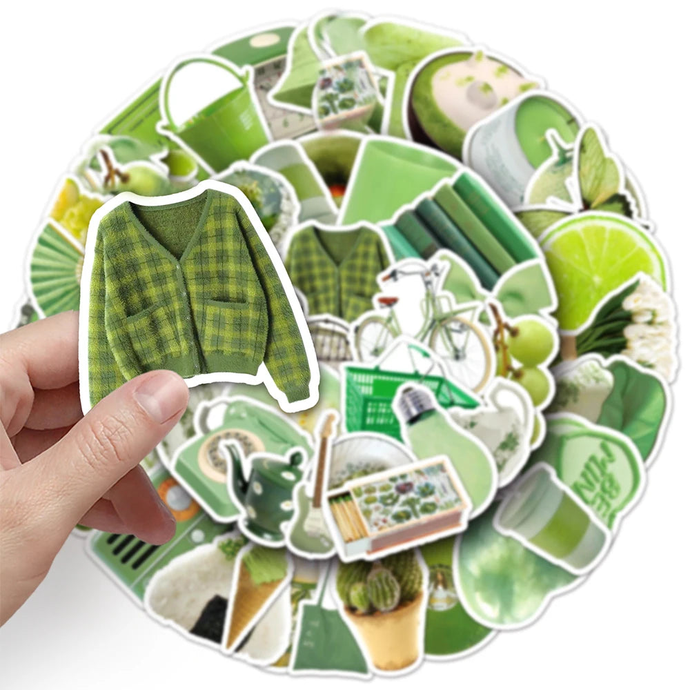 10/30/50 Pièces Autocollants Mignons Style Ins Vert Dessin Animé Esthétique Autocollant Jouet Ordinateur Portable Valise Scrapbook Téléphone Décoration Murale Autocollant