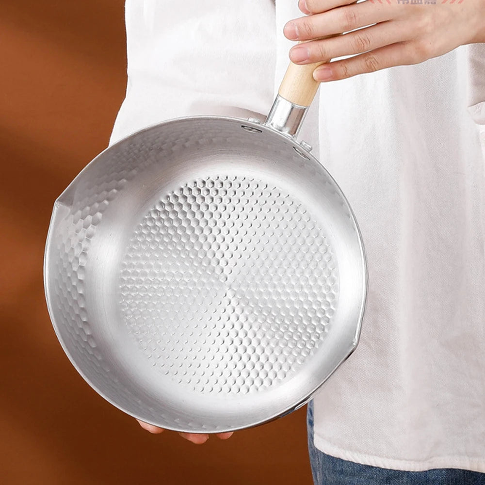 Casserole en acier inoxydable 430, casserole japonaise Snow Pan, wok à frire, poignée en bois, marmite, casserole à lait, ustensiles de cuisine, batterie de cuisine