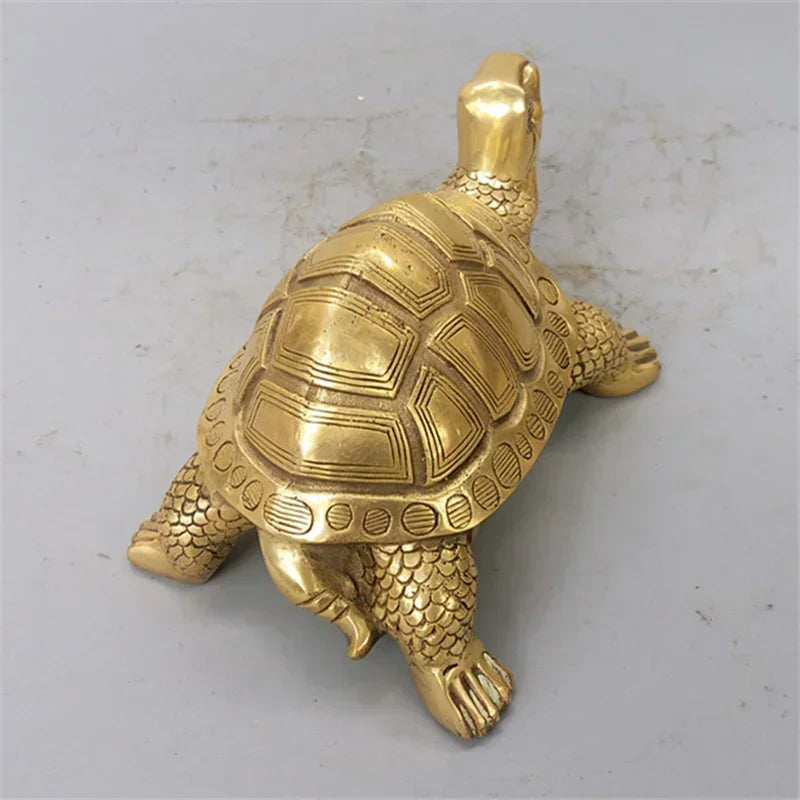 Estatua de tortuga de cobre puro, escultura de animal mascota para la longevidad, adornos decorativos para el escritorio del hogar, decoraciones para el hogar, oficina y estudio