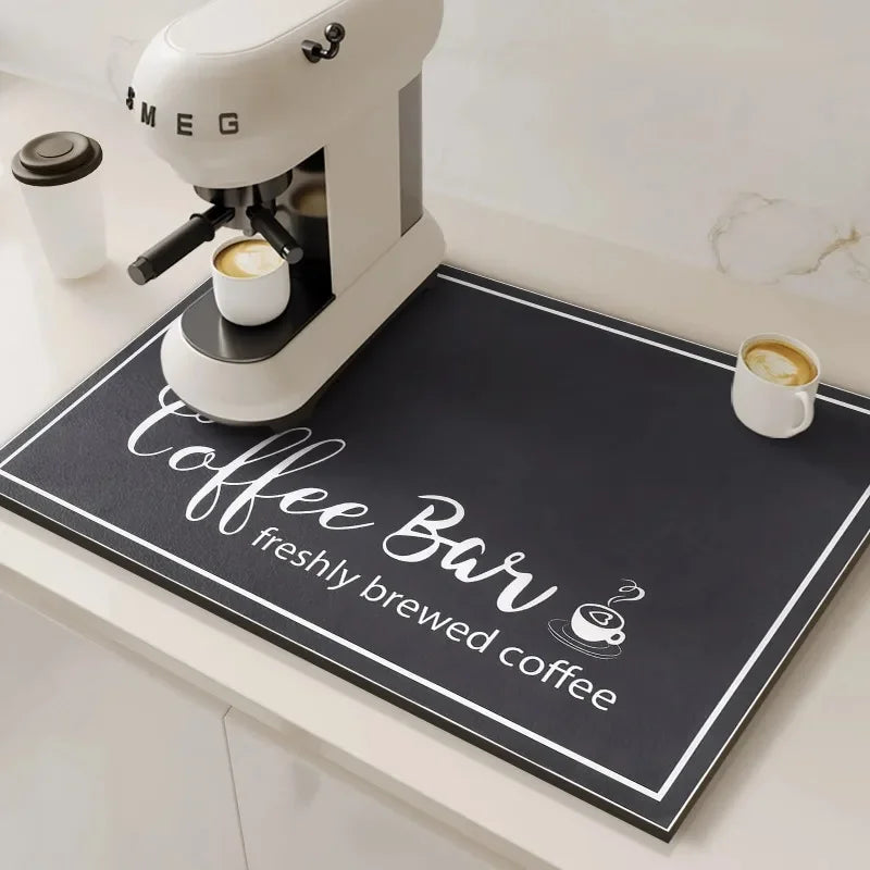 Alfombrilla Absorbente para Cafetera VIKAMA, Absorbente de Agua y Aceite, Escurridor de Platos de Cocina, Alfombrilla Absorbente de Secado Rápido, Alfombrilla para Platos, Decoración del Hogar