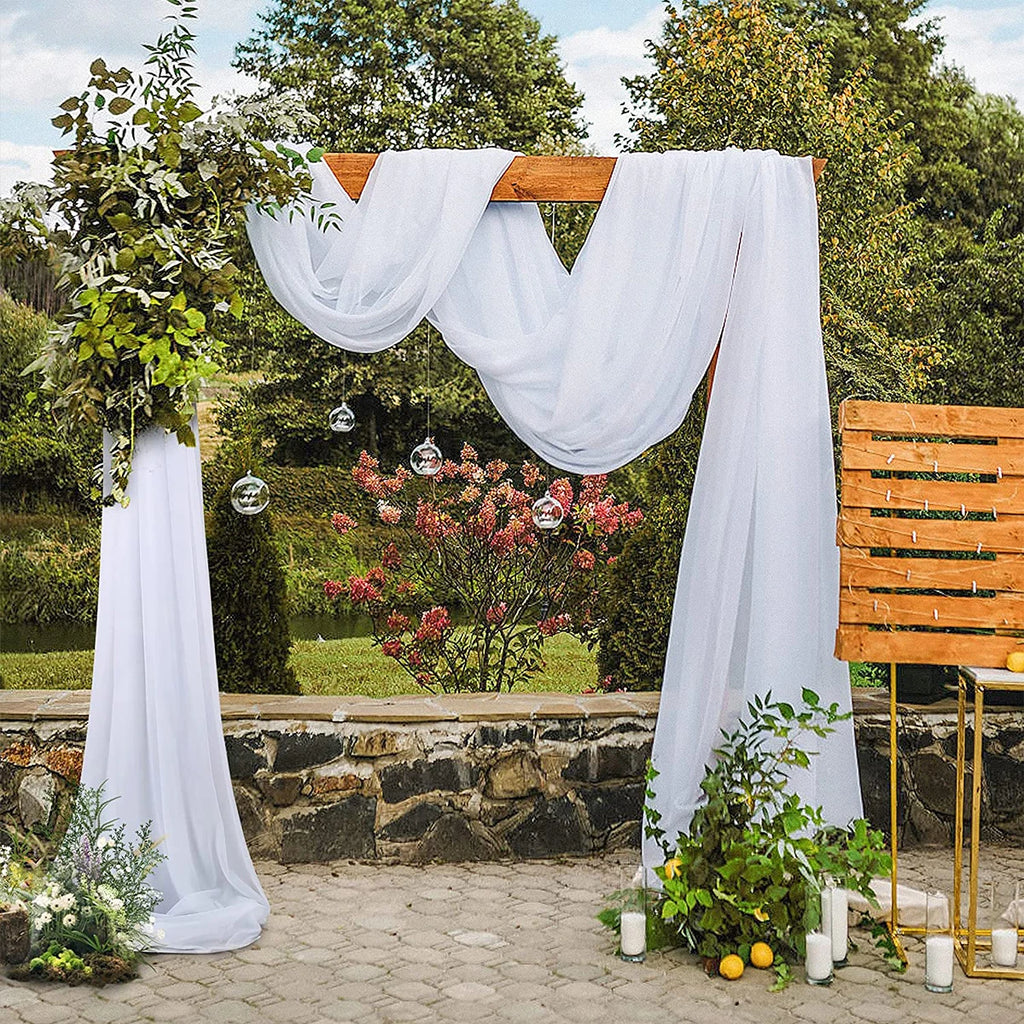 Tentures d'arche de mariage en mousseline de soie Rideau drapé Décoration de mariage, d'anniversaire, de cérémonie et de réception
