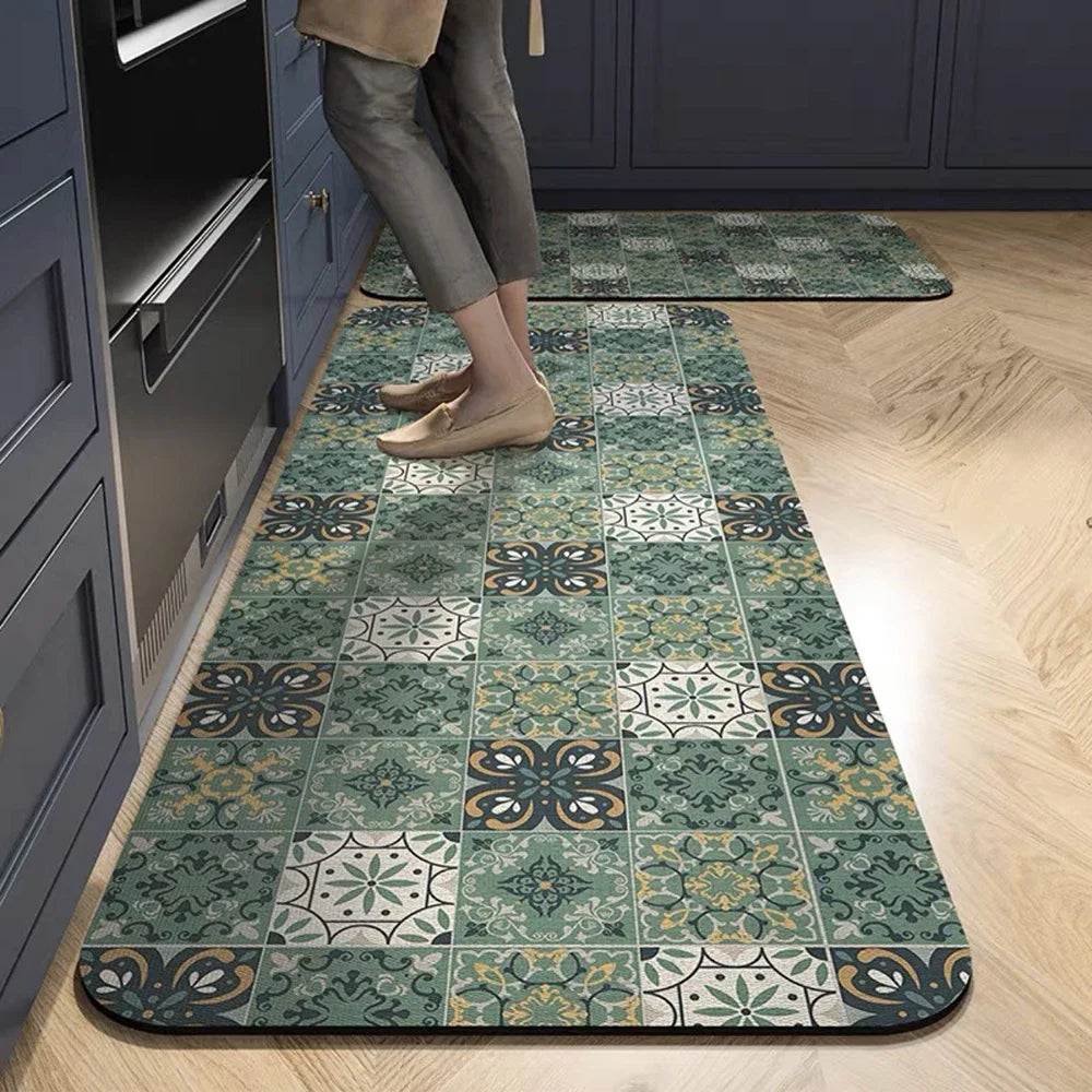 VIKAMA 1/2PCS Alfombra de cocina resistente al aceite, alfombra de baño absorbente de secado rápido, felpudo antideslizante para decoración del hogar