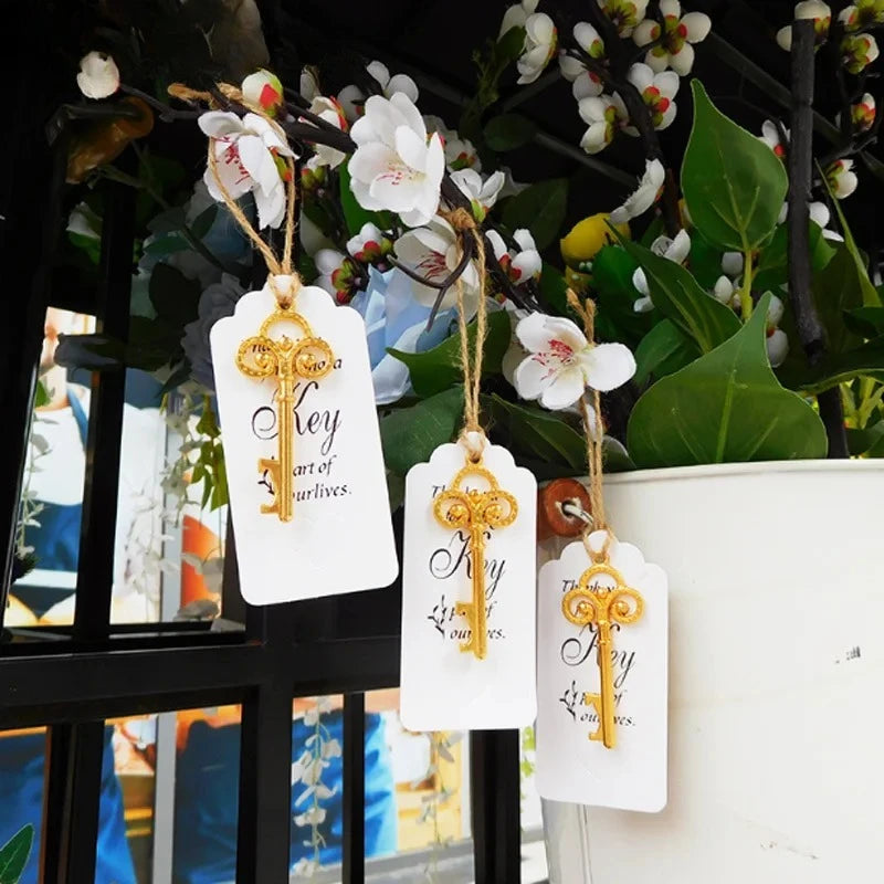 Abrebotellas de Llave Esqueleto Grande de 8cm, 50 Piezas/Juego, con Tarjeta y Cordel, Adecuado para Regalo de Boda, Regalos para Fiesta de Baby Shower