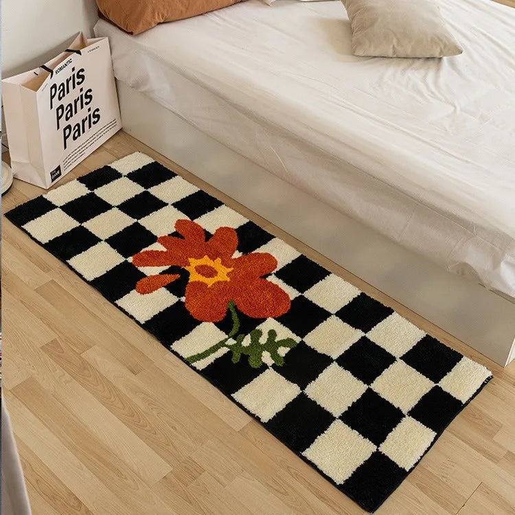 VIKAMA Alfombra Moderna de Cachemira a Cuadros Ins Suave y Cómoda Manta para Cama de Dormitorio Manta para Ventanal Alfombra de Guardarropa