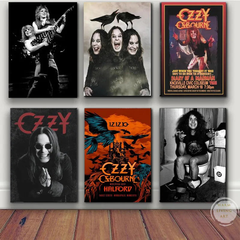 Ozzy Osbourne Band Póster Arte Heavy Metal Banda Rock Lienzo Pintura Arte de Pared Imagen Impresión Moderna Familia Dormitorio Decoración Carteles