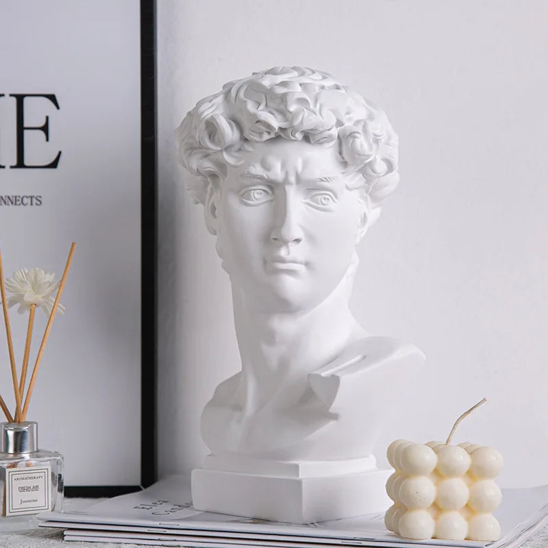 Decoración Hogar Europea Cabeza de David Resina Estatuas Estatuas Decoración Hogar Arte Abstracto Moderno Escultura Busto Práctica de Bocetos de Arte
