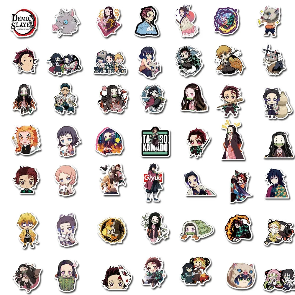 100 autocollants Demon Slayer, anime japonais, pour graffiti, skateboard, réfrigérateur, carnet, bagages, autocollant imperméable