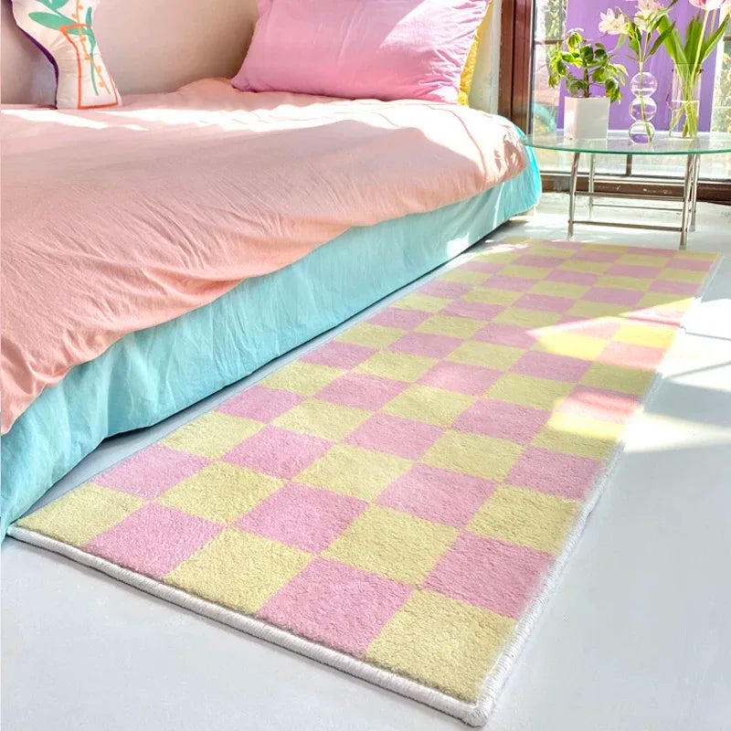 VIKAMA Alfombra Larga de Cachemira Estilo Ins, Confort, Enfriamiento, Manta de Cama para Dormitorio, Manta para Ventana de Bahía, Alfombra para Guardarropa, Decoración del Hogar