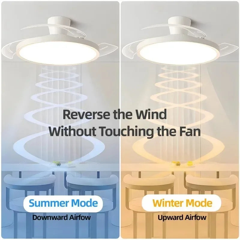 Ventilador de techo con luz LED y control remoto, 3 colores regulables, iluminación silenciosa para salón, comedor, dormitorio