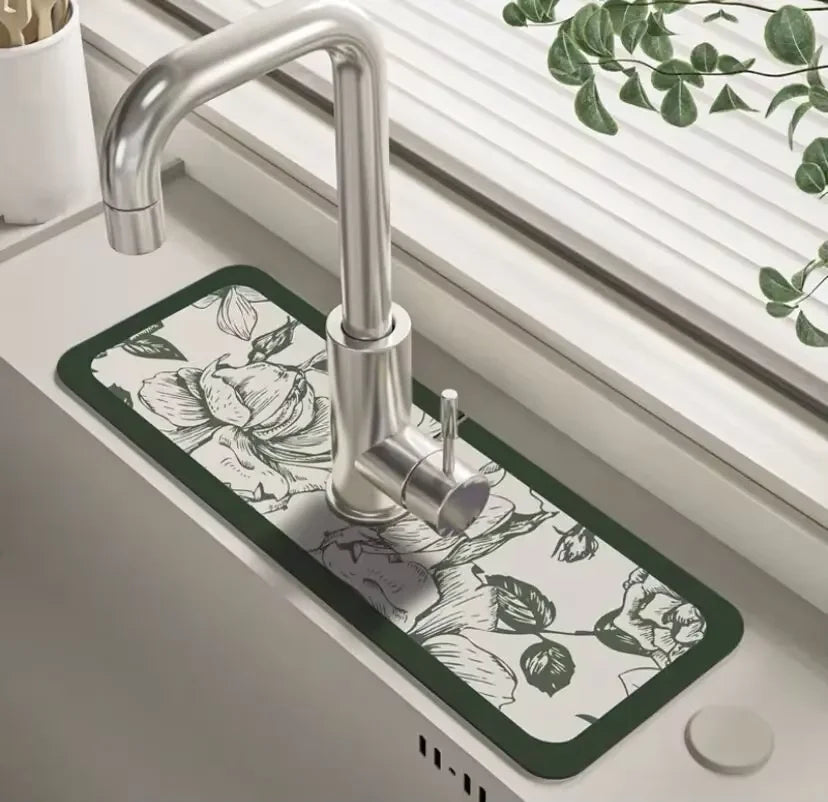 VIKAMA Grifo de cocina con diseño de dibujos animados, súper absorbente, para cafetera, escurridor, alfombrilla de secado rápido para baño