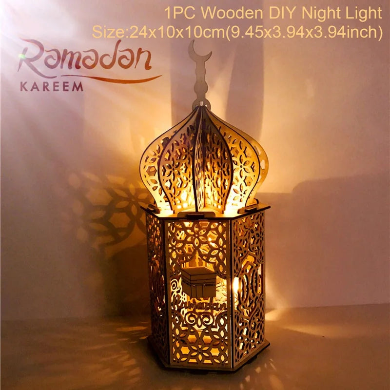 Adorno de Palacio de Madera Decoración de Ramadán para el Hogar Ayuda Eid Mubarak Ramadán Kareem Decoración para Fiesta de Festival Islámico Musulmán 2025