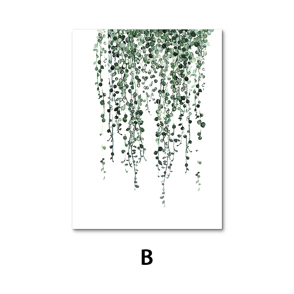 Cuadros de pared nórdicos con plantas verdes, lienzo, arte de pared, Monstera, helecho, hojas de plátano, pintura, decoración, sala de estar, dormitorio, impresiones botánicas, gran oferta