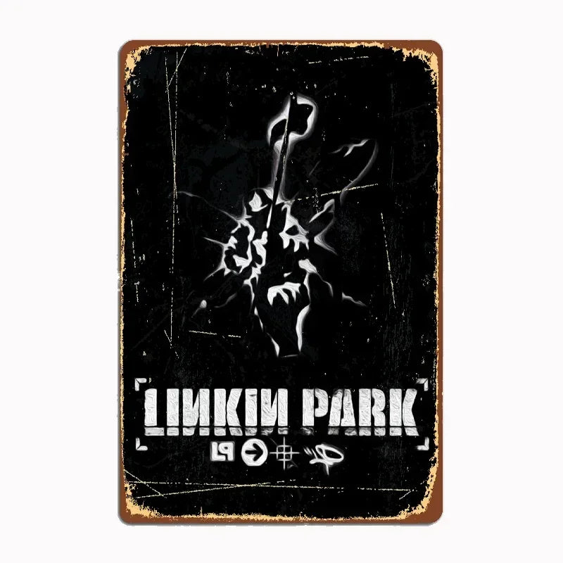 Linkin P-Park Tin Sign Plates by MusicCharmDecor - Retro Metal Posters with Iconic Lyrics & Stage Art, Stylish Design