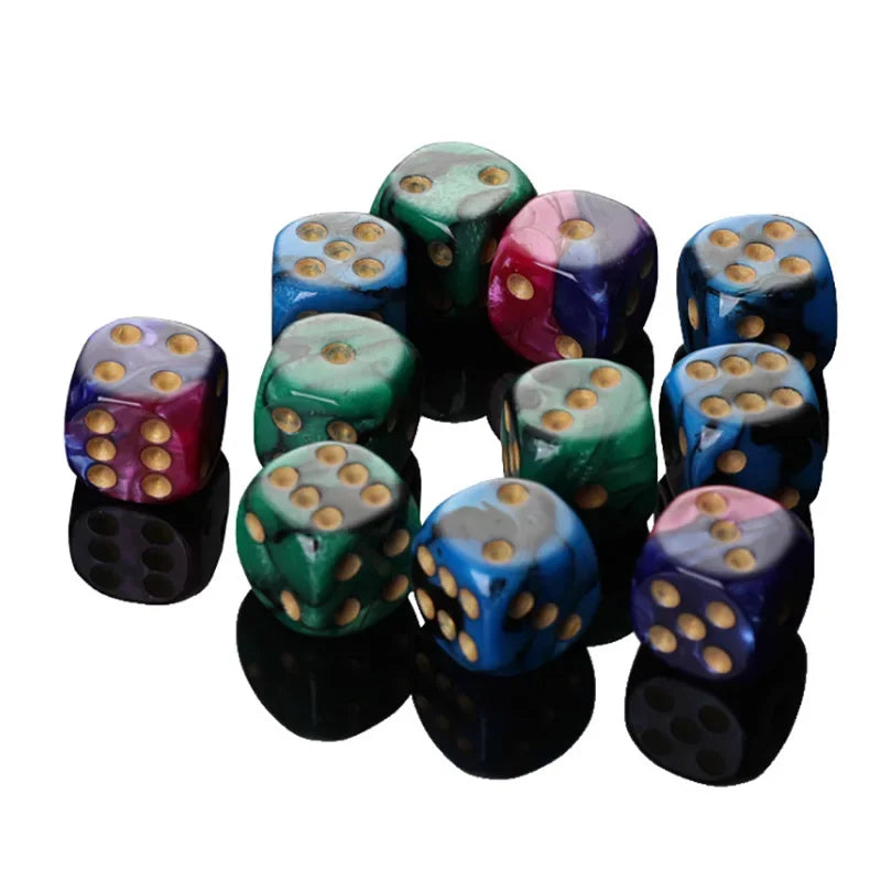 Juego de 5 dados de dos colores para rompecabezas, accesorio de juego de mesa, dados de puntos de 6 caras, juego divertido de 16 mm