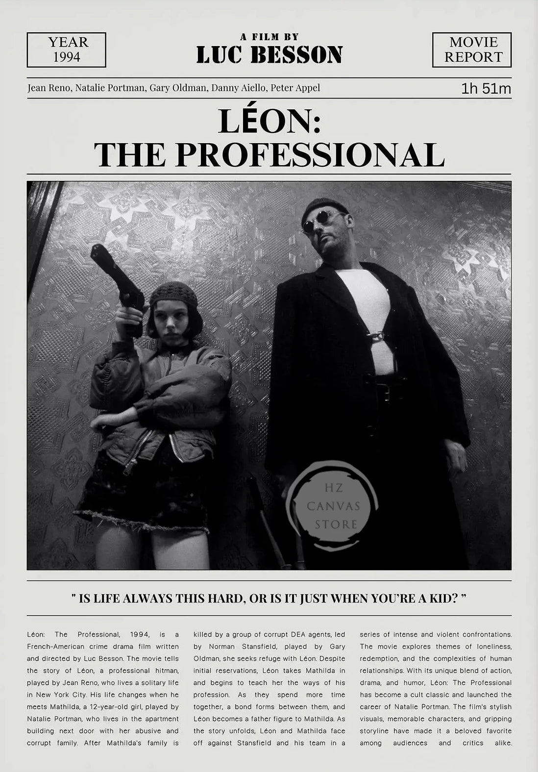 Minimalist Black and White Movie Poster Retro Newspaper Film Print Wall Art Painting Forrest Gump/Pulp Fiction Modern Home Decor