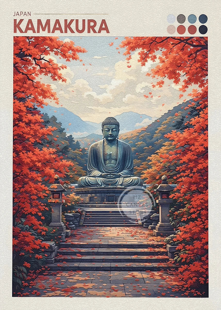 Japan Cityscape Poster Tokyo Shizuoka Cherry Blossoms Mt.Fuji Autumn Torii Gate Okayama Castle Canvas Print Living Room Decor