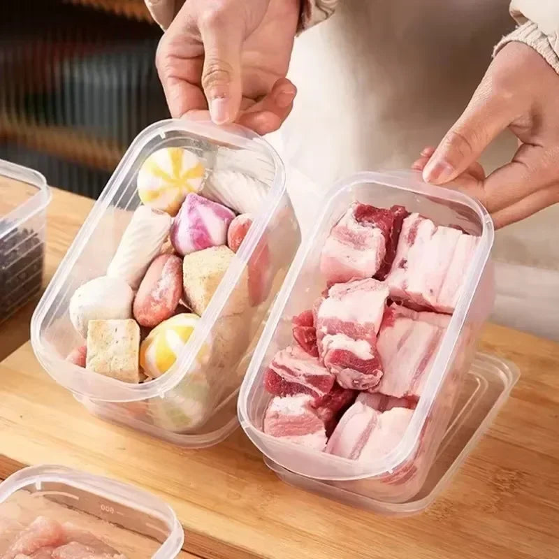 1/10PCS Caja de carne para congelador de refrigerador Cajas de conservación de alimentos Contenedor de almacenamiento de vegetales frescos con tapa Recipiente para alimentos más crujiente