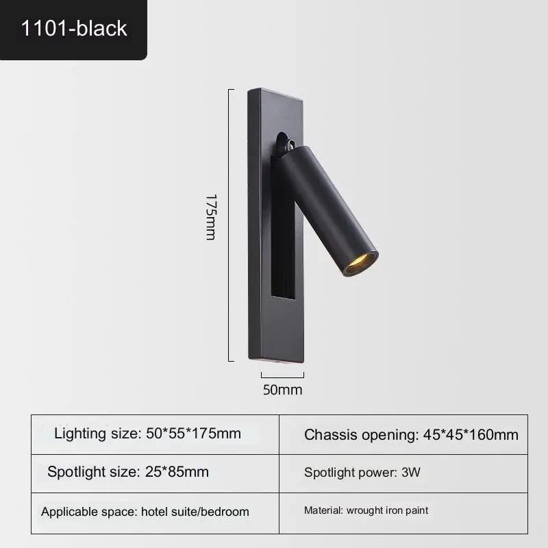 Lámpara de pared LED interior Focos nórdicos para dormitorio, junto a la sala de estar, hotel, rotación moderna, cabecero plegable, luces de lectura